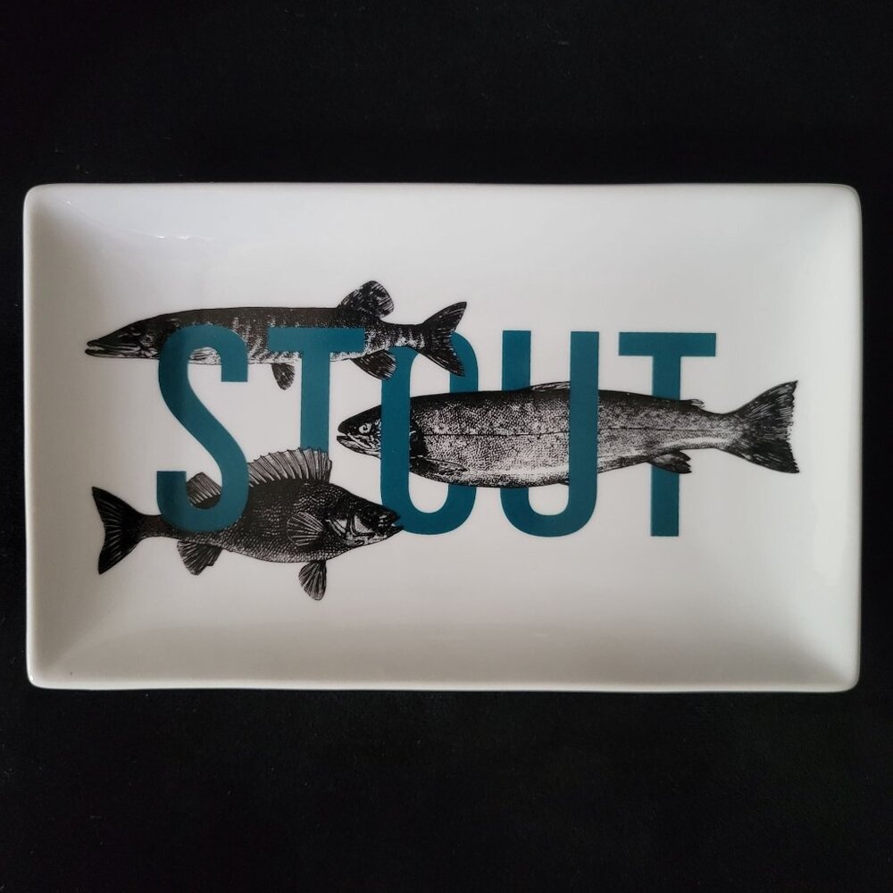 Crate & Barrel Craft Beer Craft Beer Barware Snack Tray - Stout Trout Tray